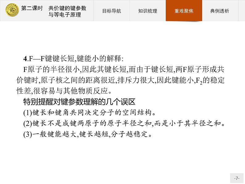 2018版高中化学人教版选修3课件：2.1.2 共价键的键参数与等电子原理第7页