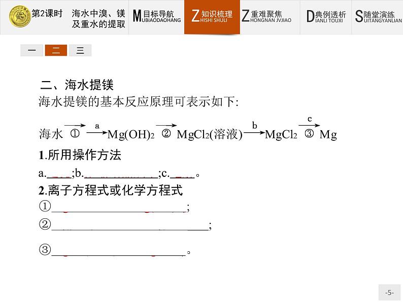 2018版高中化学人教版选修2课件：2.2.2 海水中溴、镁及重水的提取第5页