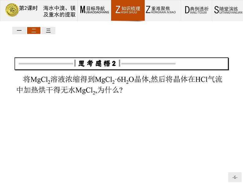 2018版高中化学人教版选修2课件：2.2.2 海水中溴、镁及重水的提取第6页