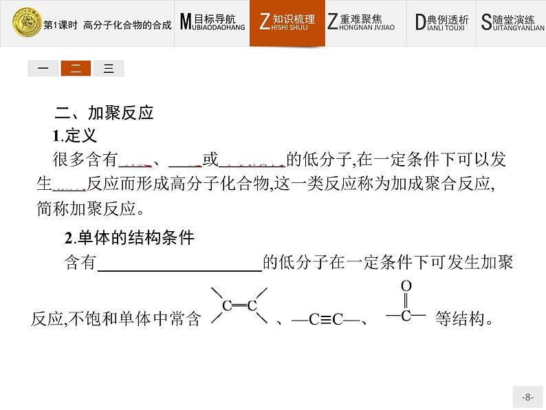 2018版高中化学人教版选修2课件：3.3.1 高分子化合物的合成08