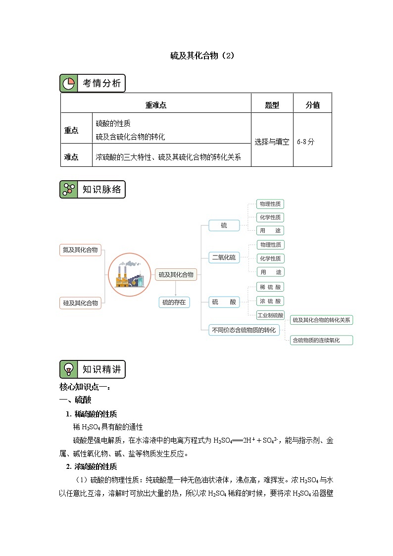 高一化学新人教版（2019）第二册第五章 第一节 硫及其化合物（2）学案01