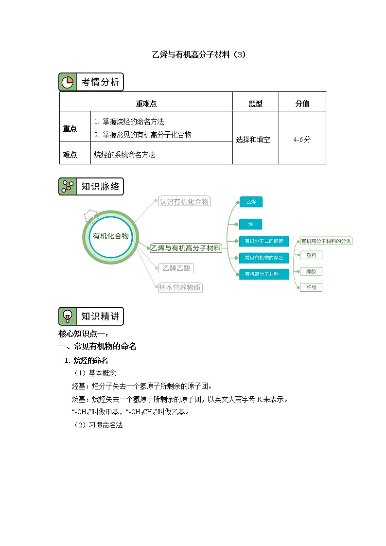 高一化学新人教版（2019）第二册 第七章 第二节乙烯与有机高分子材料（3）学案01