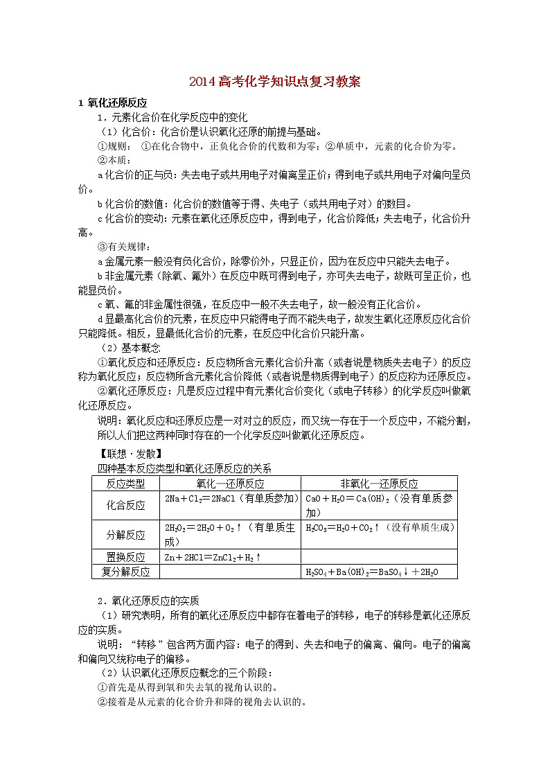 高考化学知识点复习教案5第1页