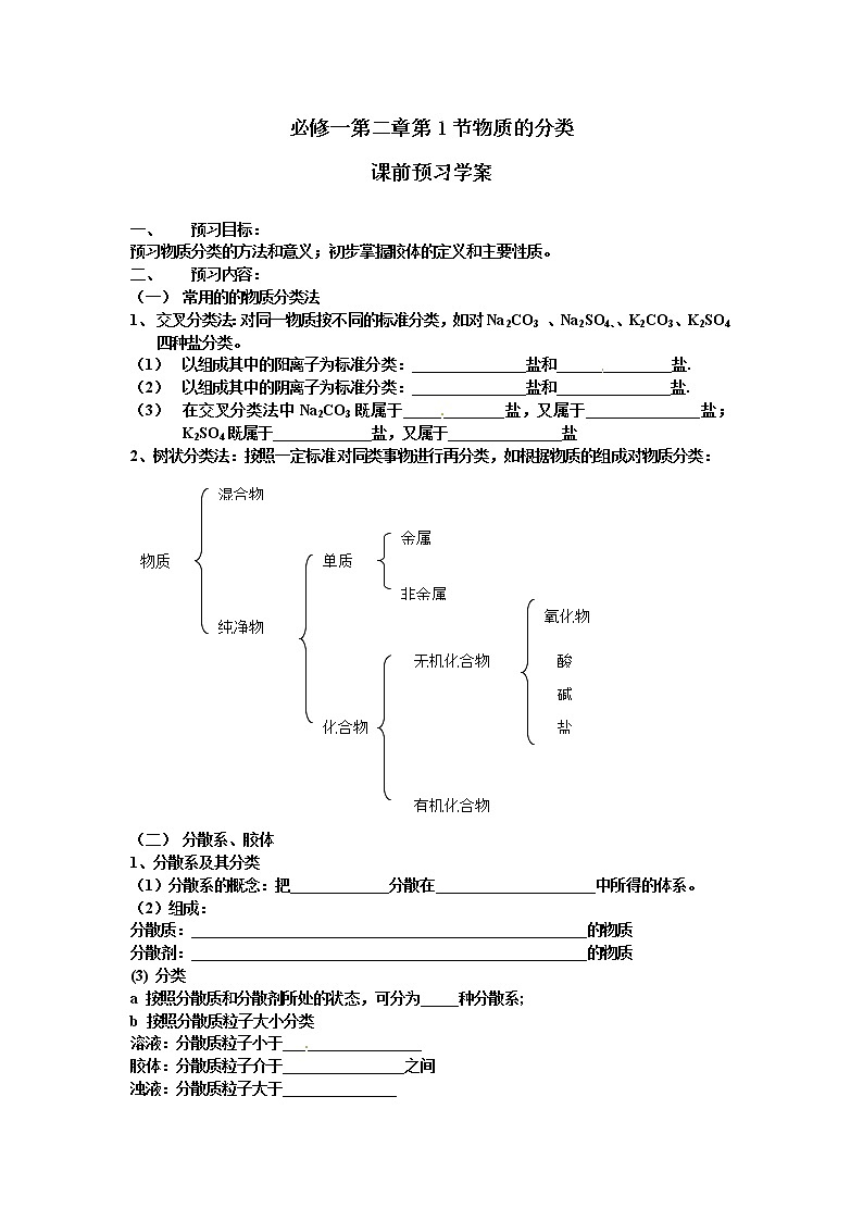 第1节 物质的分类 学案01