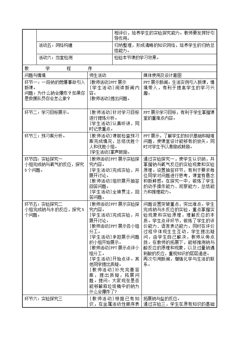 高一化学人教版必修1教案：3.1 金属的化学性质+第2页