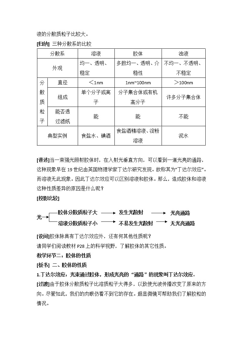 人教版高中化学必修一教案-2.1 物质的分类 《分散系及其分类》03
