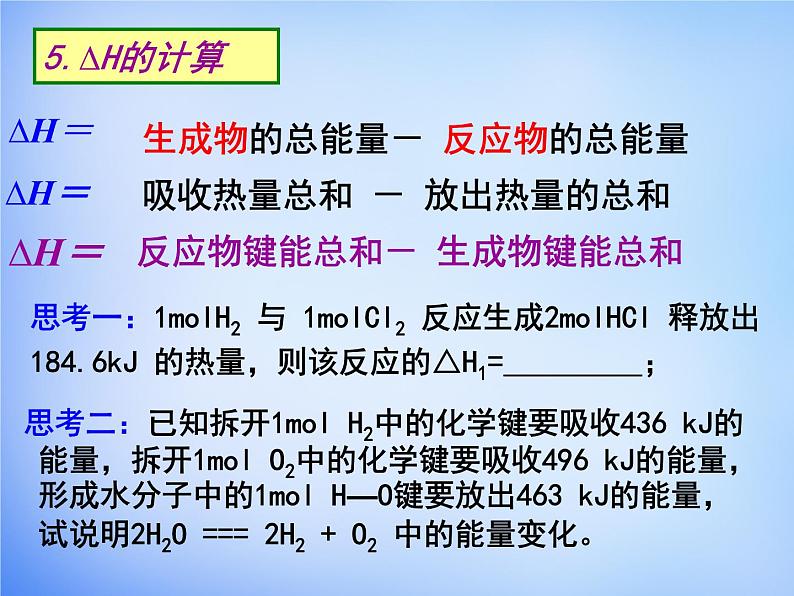 高中化学 1.1《化学反应与能量的变化》课件1 新人教版选修408