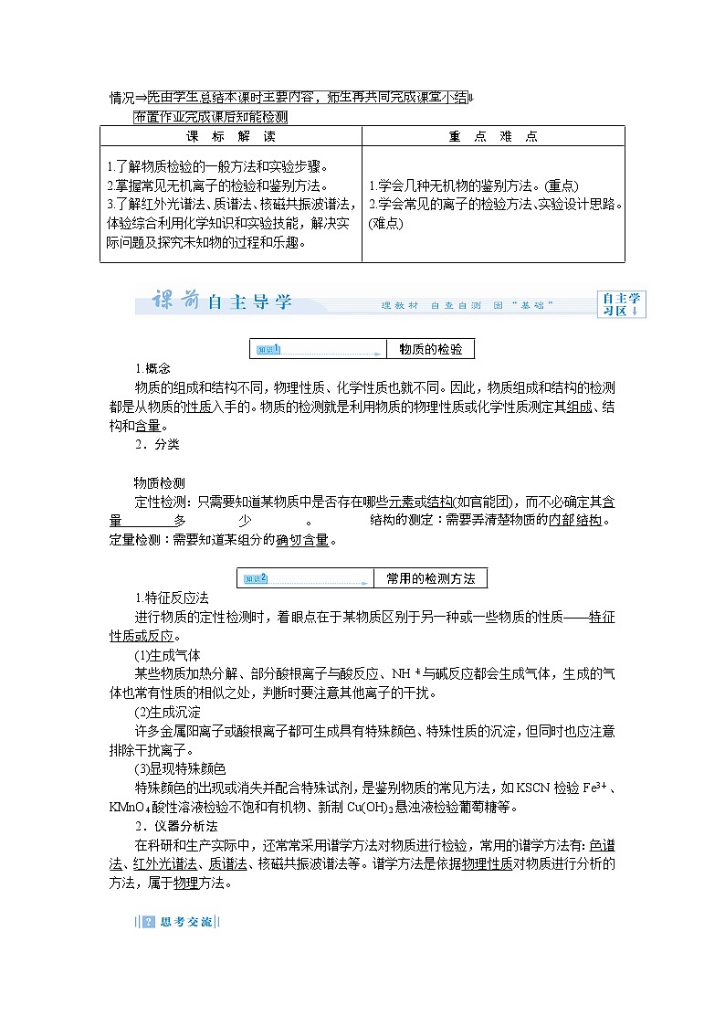 高中化学人教版选修6教师备课教案：第三单元 物质的检测02