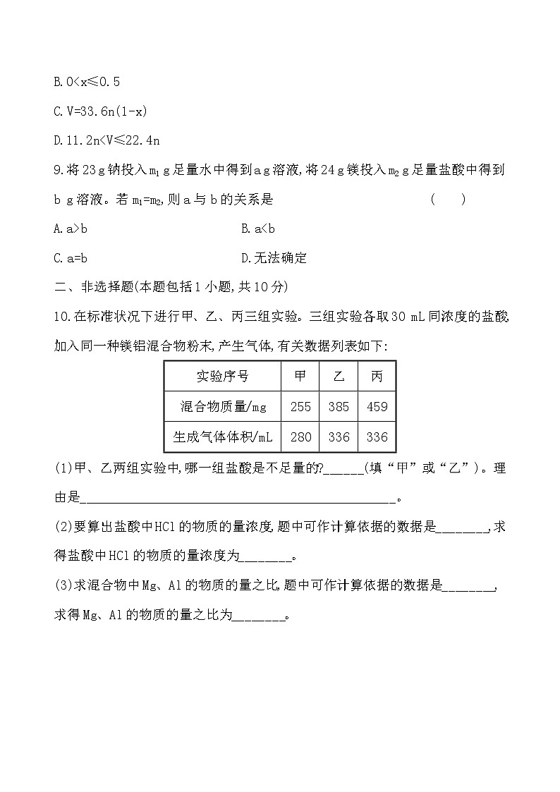 高中化学人教版（2019）必修第一册：3.2.2物质的量在化学方程式计算中的应用作业 练习03