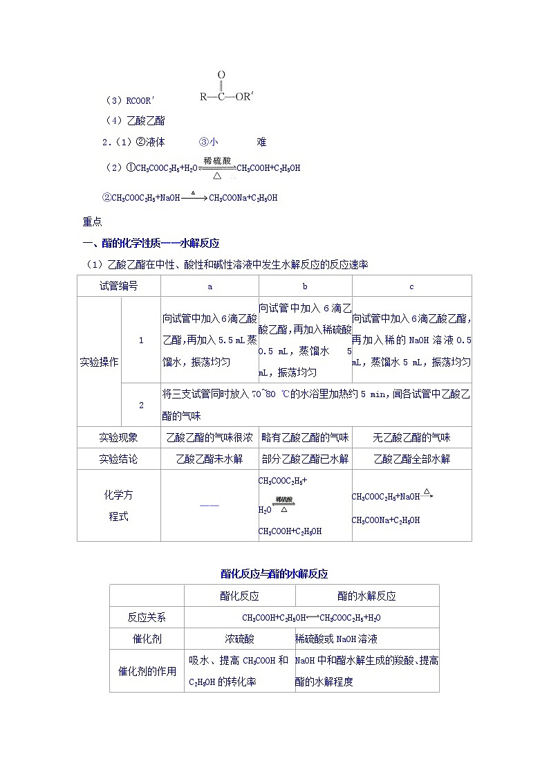 高中化学新人教版选修5练习：第三章烃的含氧衍生物第三节羧酸酯第2课时Word版含答案02