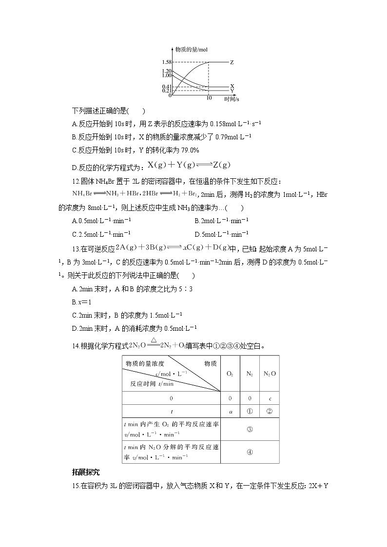 化学人教版选修4自我小测：第二章第一节化学反应速率 Word版含解析03