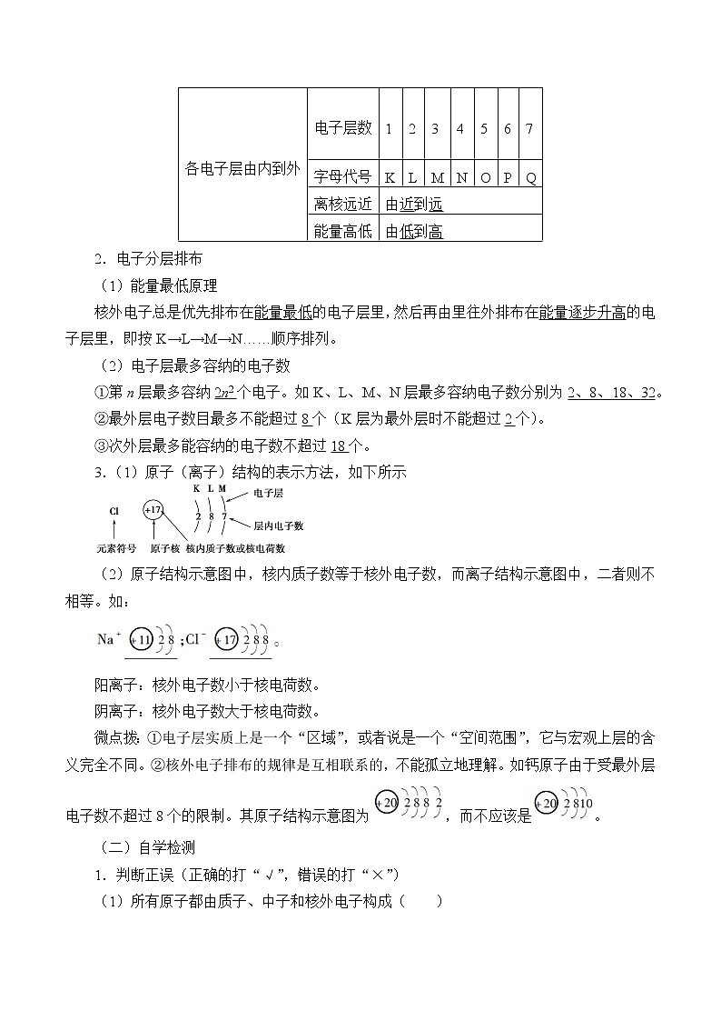 高中化学人教版（2019）必修第一册(学案)原子结构与元素周期表02