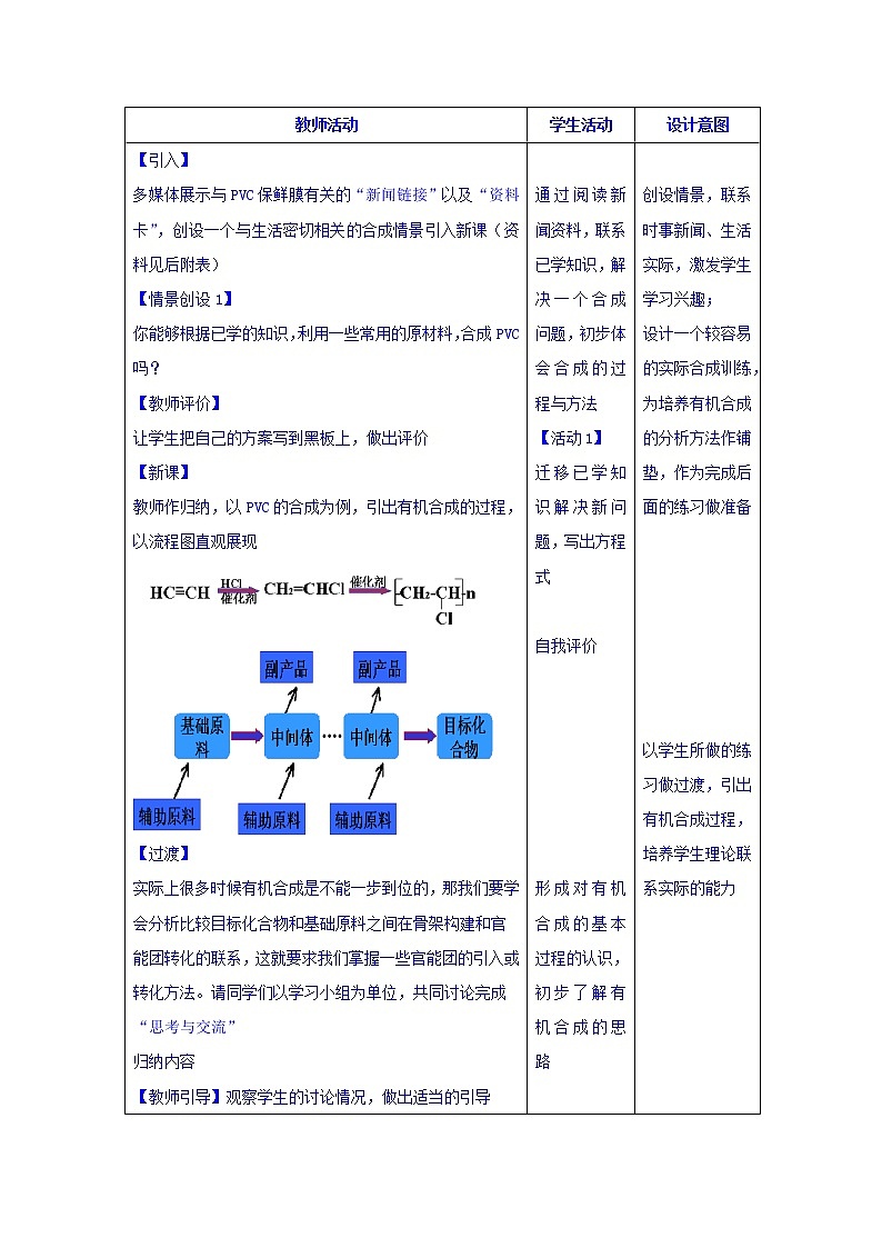 高中化学选修5教案：3.4有机合成+02