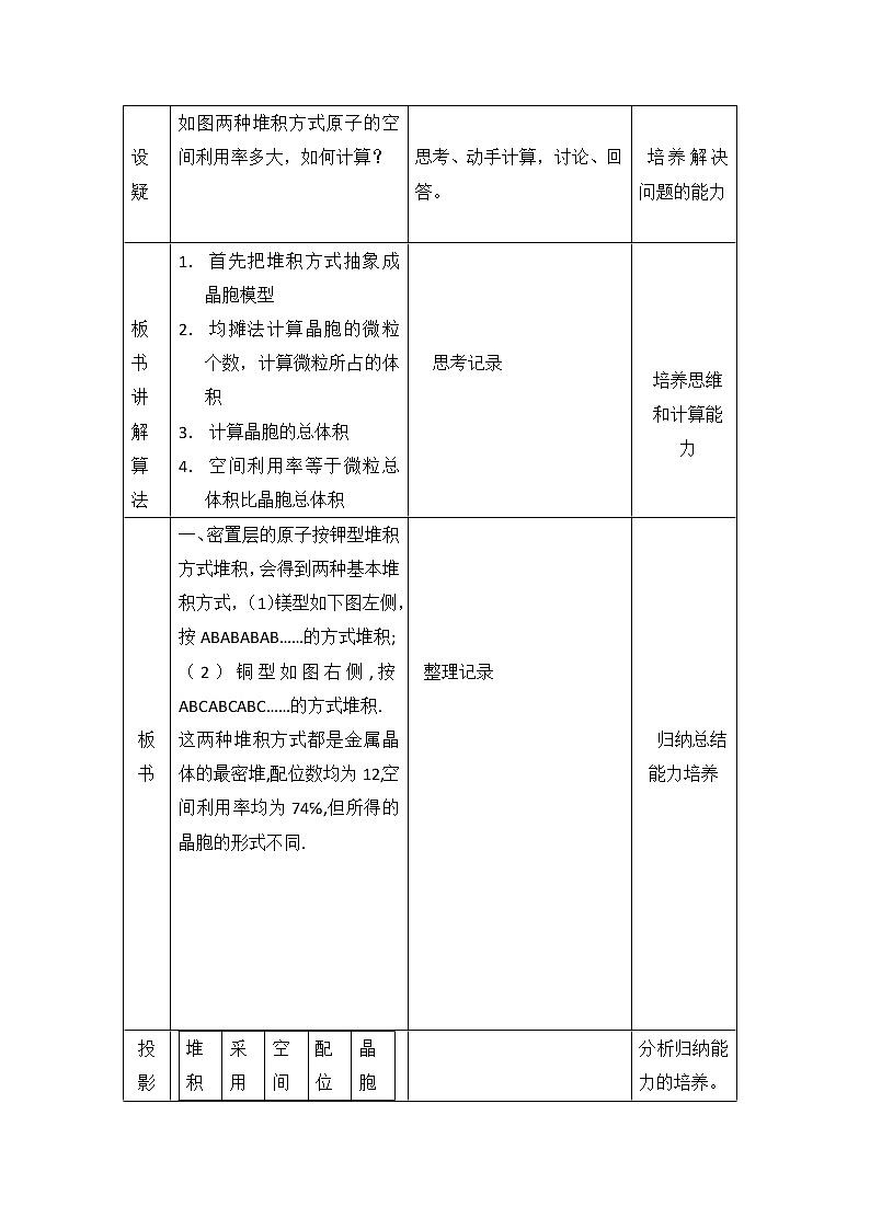 人教版高中化学选修三教案-3.3 金属晶体 第三课时102