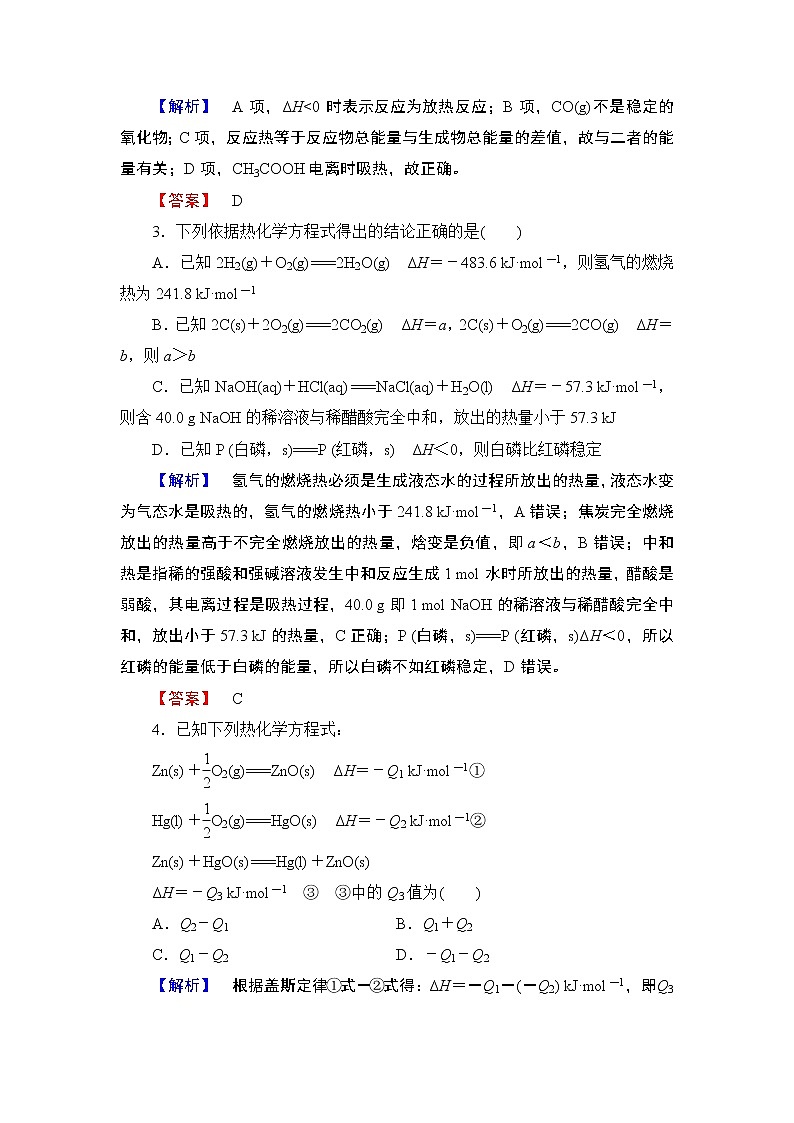 2018版高中化学（人教版）选修4同步教师用书：第1章 章末知识网络构建03