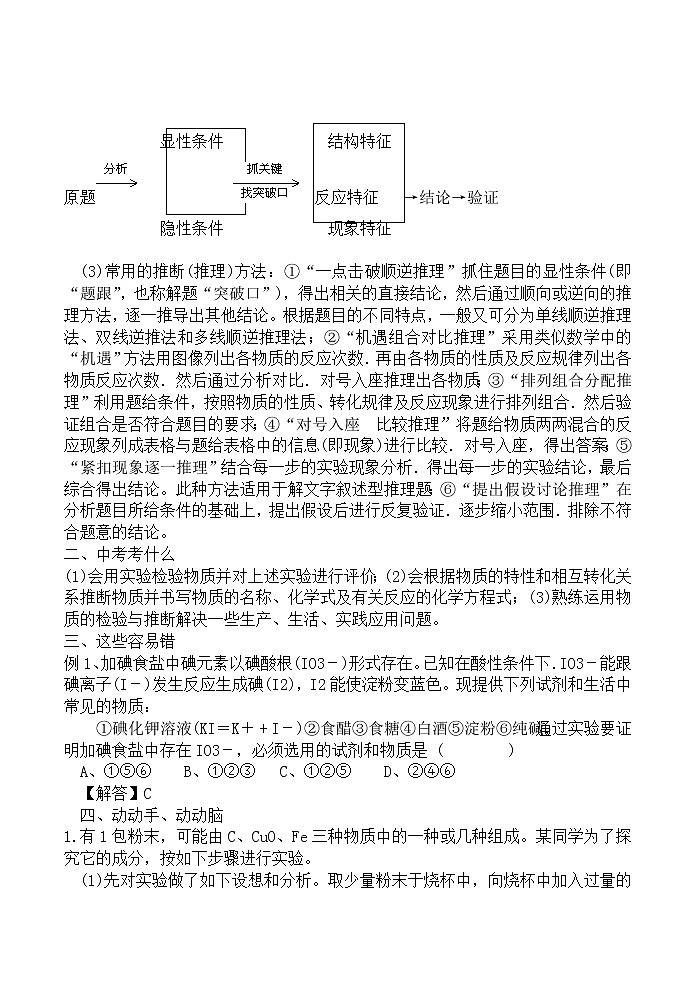 2021学年人教版选修6 第三单元课题一 物质的检验 教案02