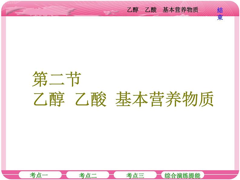 （人教版）高三化学高考总复习课件：第9章（A） 第二节 乙醇 乙酸 基本营养物质01