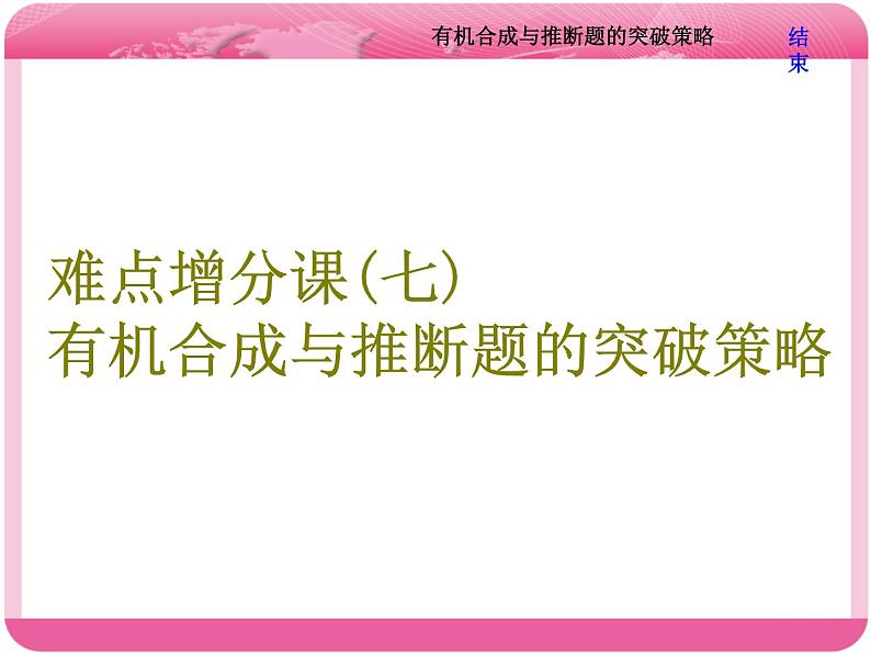 （人教版）高三化学高考总复习课件：第9章（B） 难点增分课（七） 有机合成与推断题的突破策略01