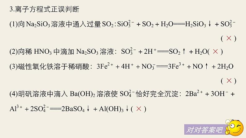 高考化学（人教）大一轮学考复习考点突破课件：第二章 化学物质及其变化 本章易错题重练08