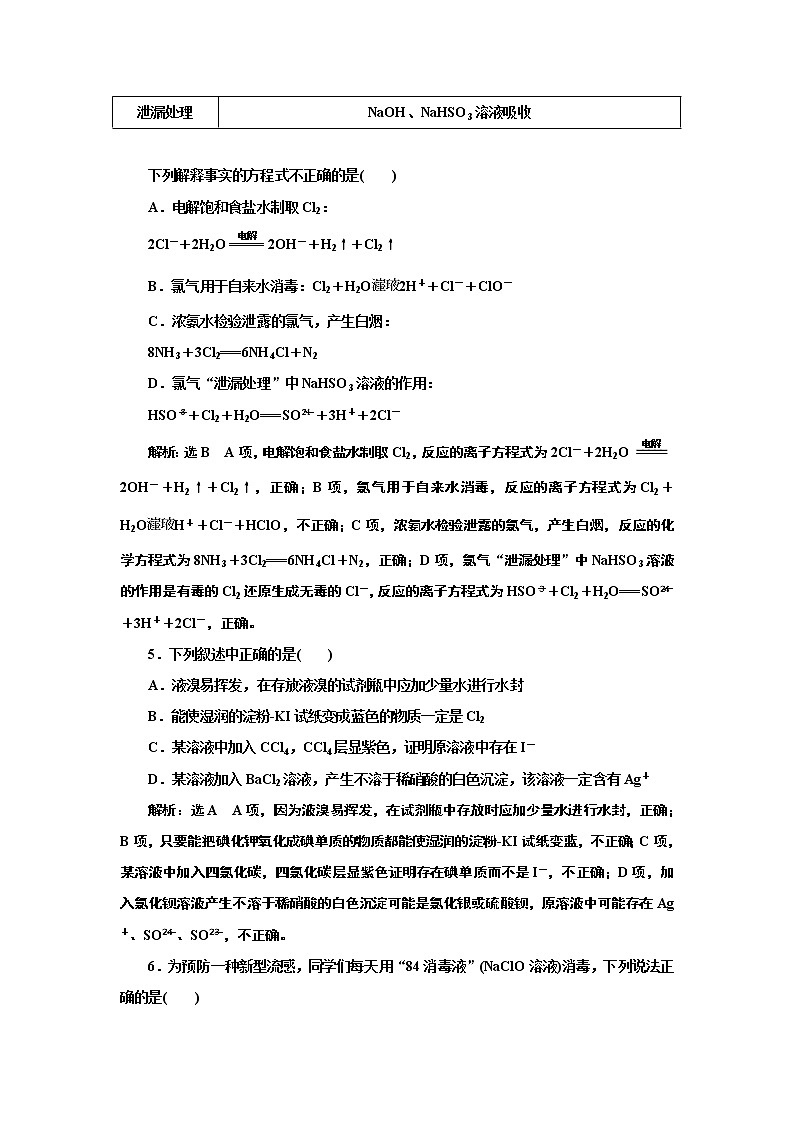 高考化学专题复习   跟踪检测（十七）  氯及其化合物（含解析）试卷02