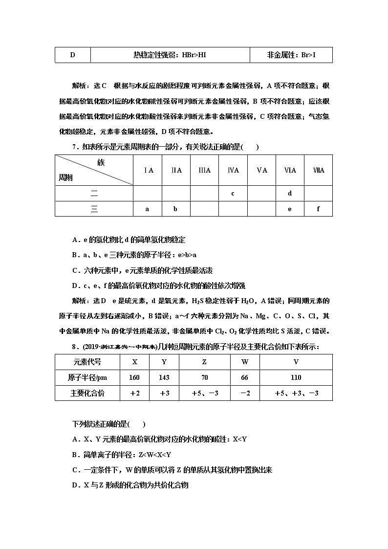 高考化学专题复习   跟踪检测（二十五）  元素周期表 元素周期律（含解析）试卷03
