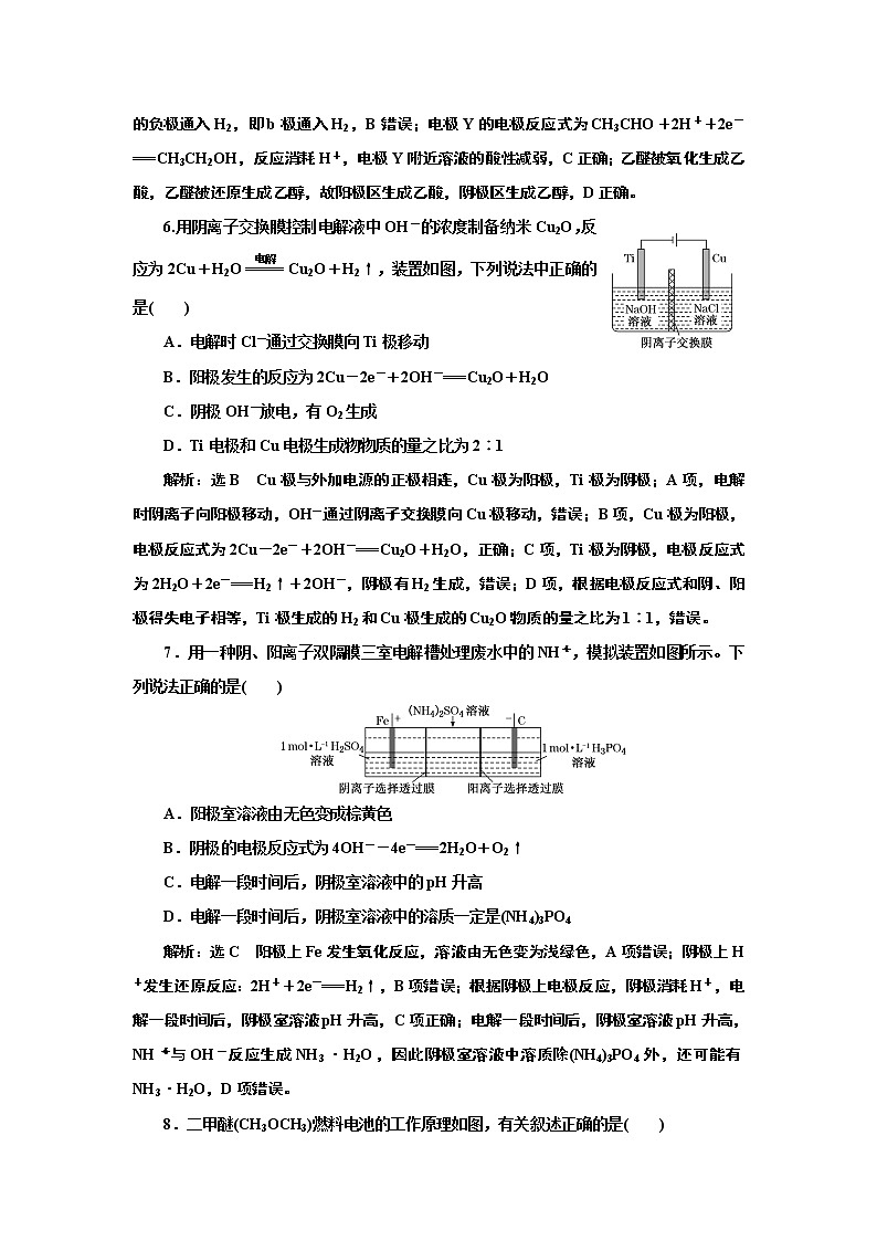 高考化学专题复习   跟踪检测（三十一）  电化学装置中的离子交换膜（含解析）第3页