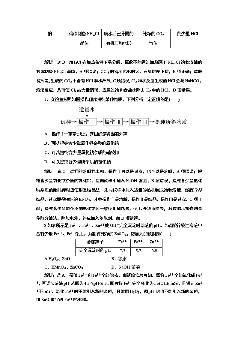 高考化学专题复习   跟踪检测（四十九）  物质的分离、提纯与检验（含解析）第3页