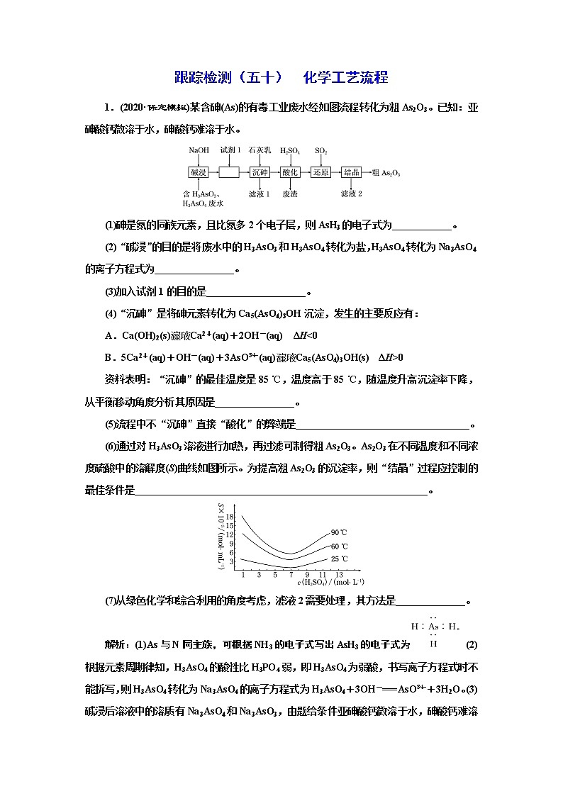 高考化学专题复习   跟踪检测（五十）  化学工艺流程（含解析）试卷01
