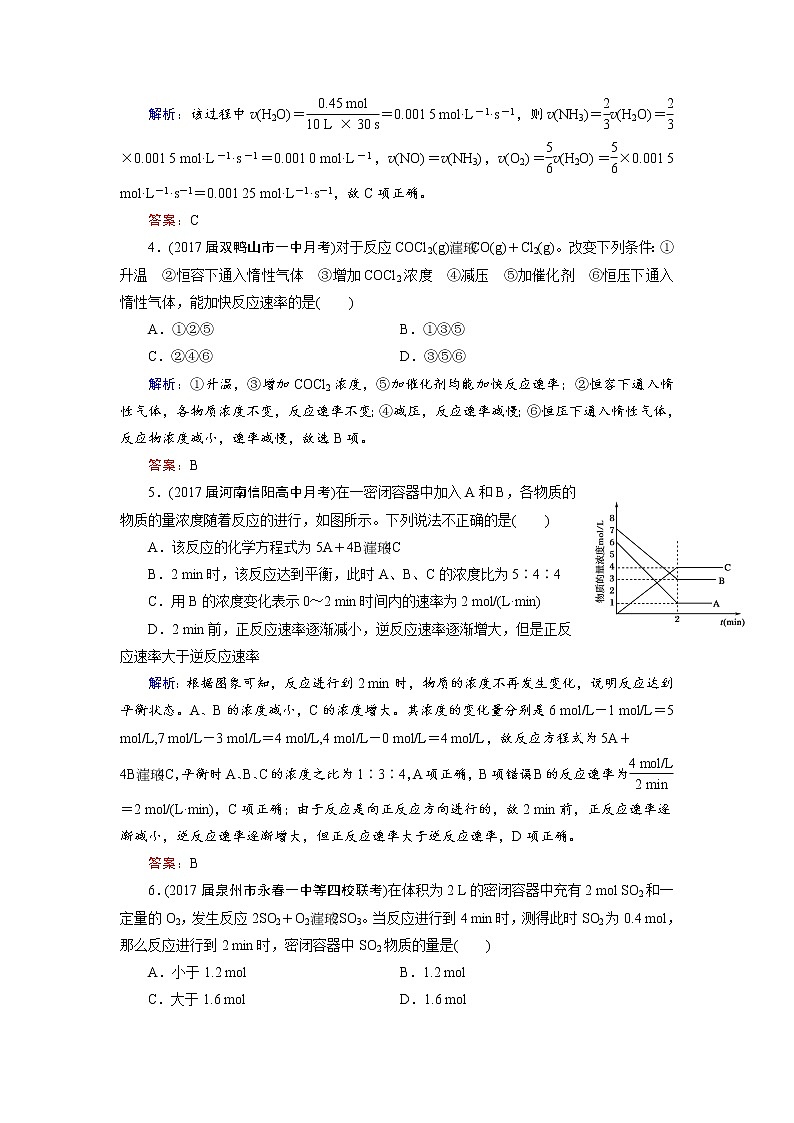 2018年高考化学总复习 课时跟踪检测 二十一　化学反应速率及其影响因素 Word版含答案02