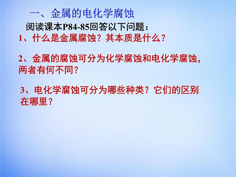 高中化学 4.4《金属的电化学腐蚀与防护》课件1 新人教版选修407