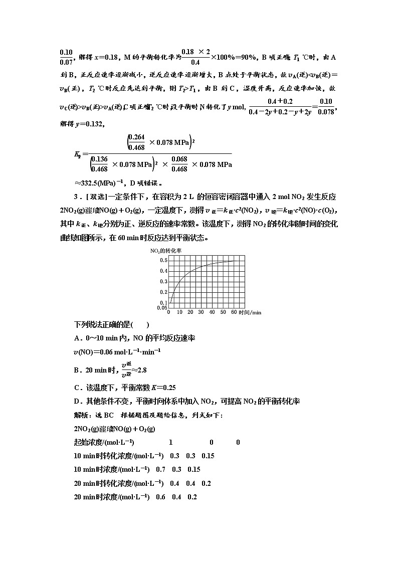 高考化学二轮专题复习  选择题押题练7  化学平衡常数（Kc Kp）的计算与判断（含解析）02
