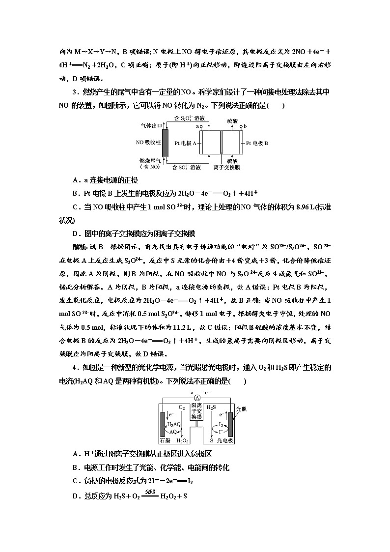 高考化学二轮专题复习  专题跟踪检测12  电化学热考的两个主要题型(含膜电池和协同电池)（含解析）02