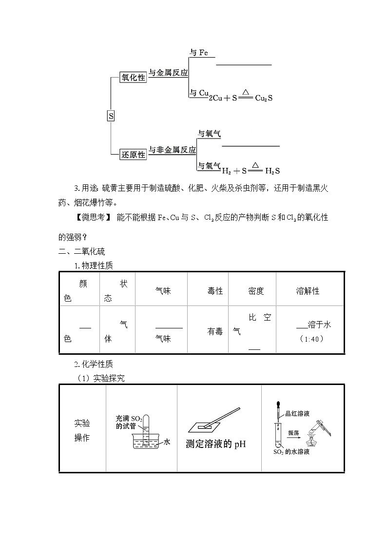 人教版 (2019)必修 第二册  第五章  第一节 硫及其化合物 (学案)02