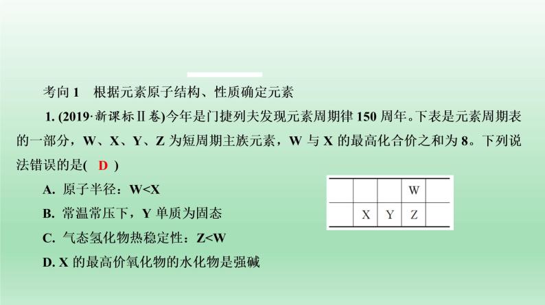 高考化学专题复习  微专题3　元素周期律  元素及其化合物 课件05