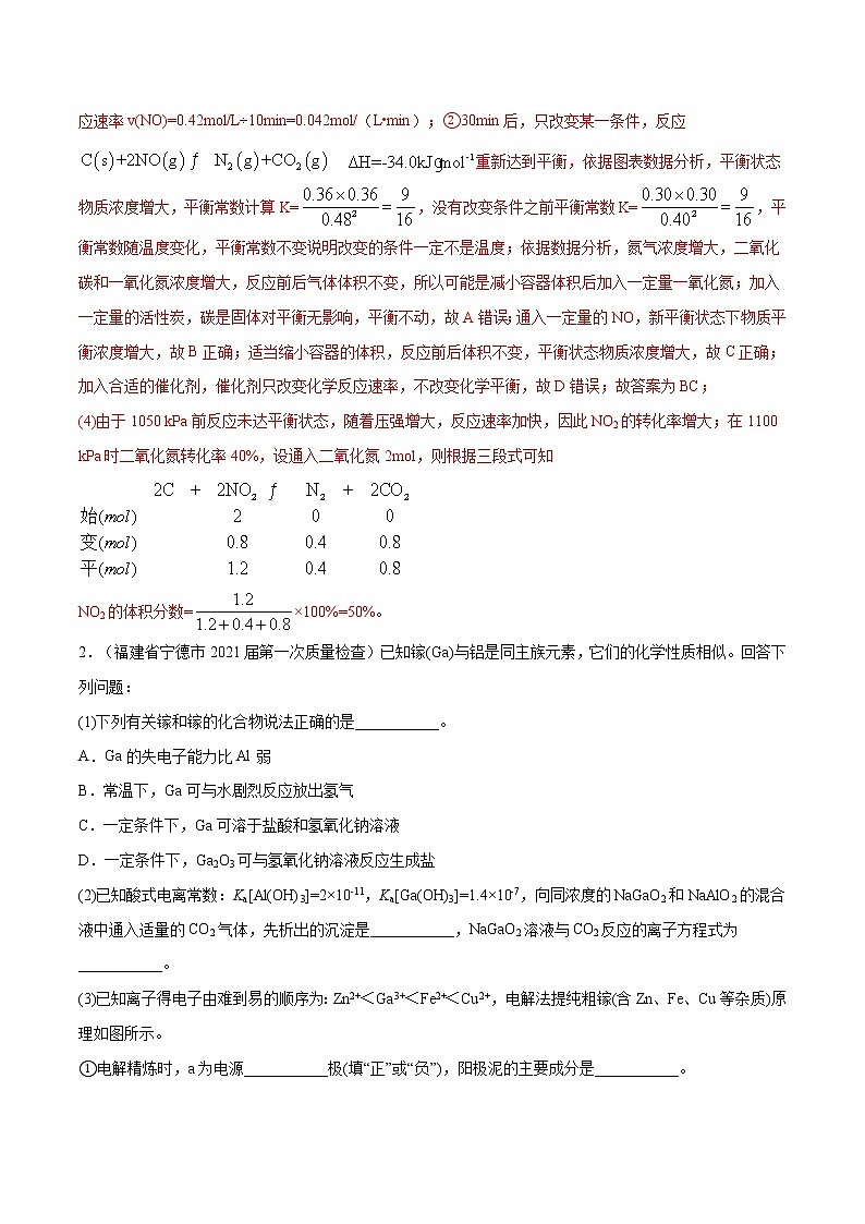 2021高考化学专题练习  专题15  化学反应原理综合（解析版）03