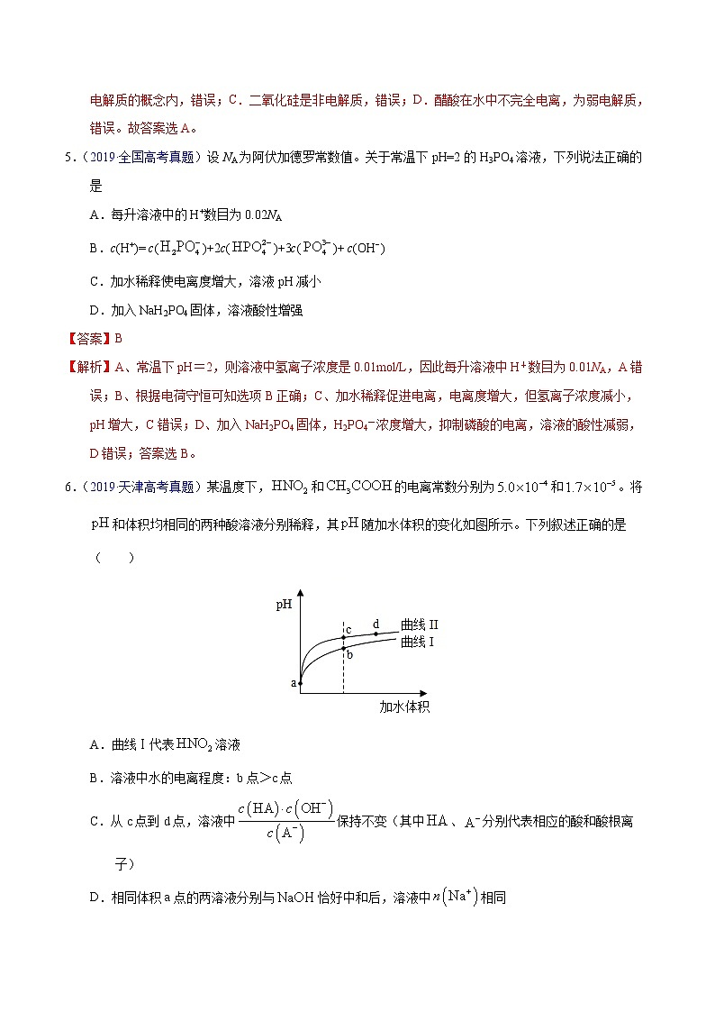 高考化学（2011~2020）真题专项练习   专题35  弱电解质的电离（教师版）03