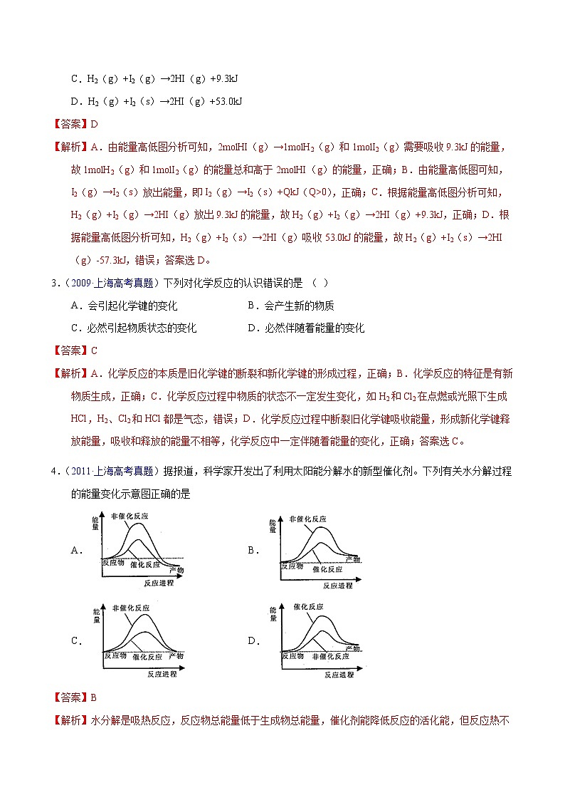 高考化学（2011~2020）真题专项练习   专题20  化学反应与能量变化（教师版）02