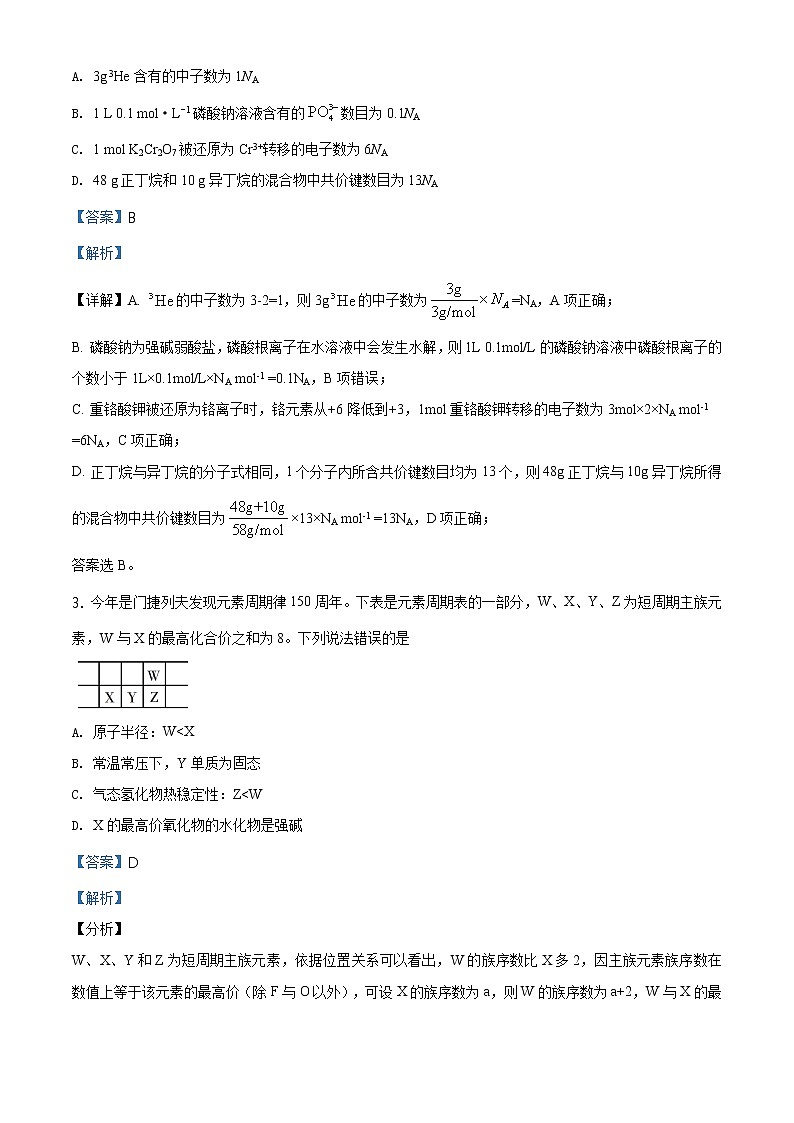 2019年全国卷Ⅱ理综化学高考真题及答案解析（原卷+解析卷）02