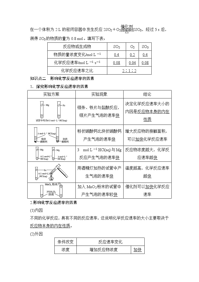 鲁科版 (2019) 高中化学 必修 第二册 第2章 第3节 第1课时学案　化学反应的快慢02