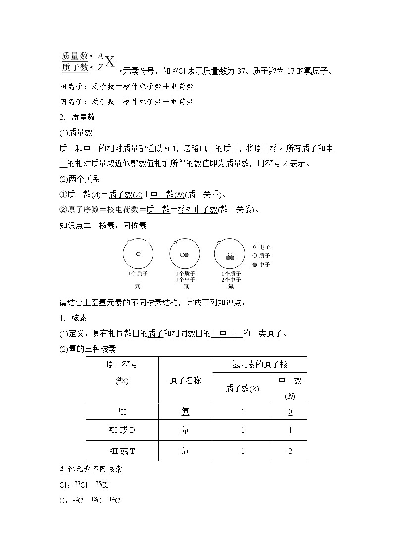 鲁科版 (2019) 高中化学 必修 第二册第1章第1节第1课时  原子结构　核素学案02