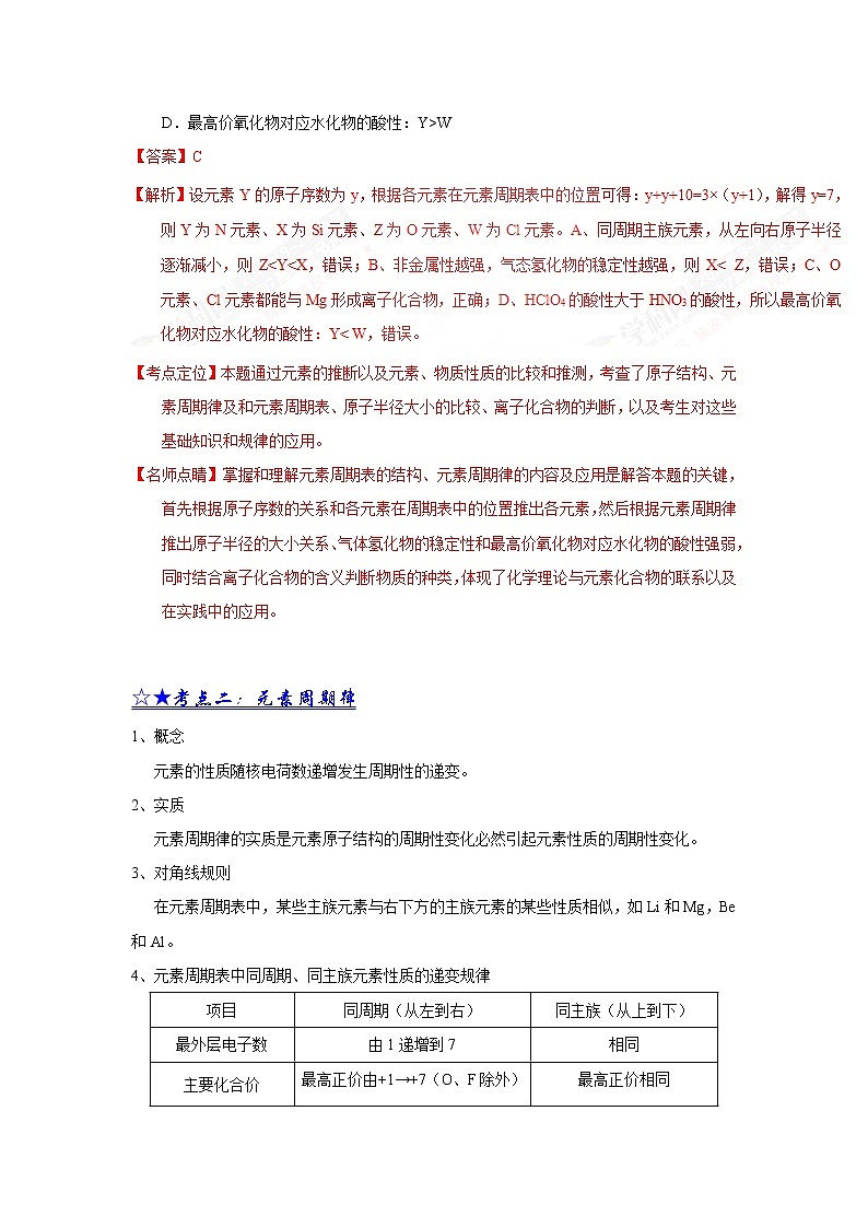 高中化学二轮复习专题09 元素周期表、周期律第3页