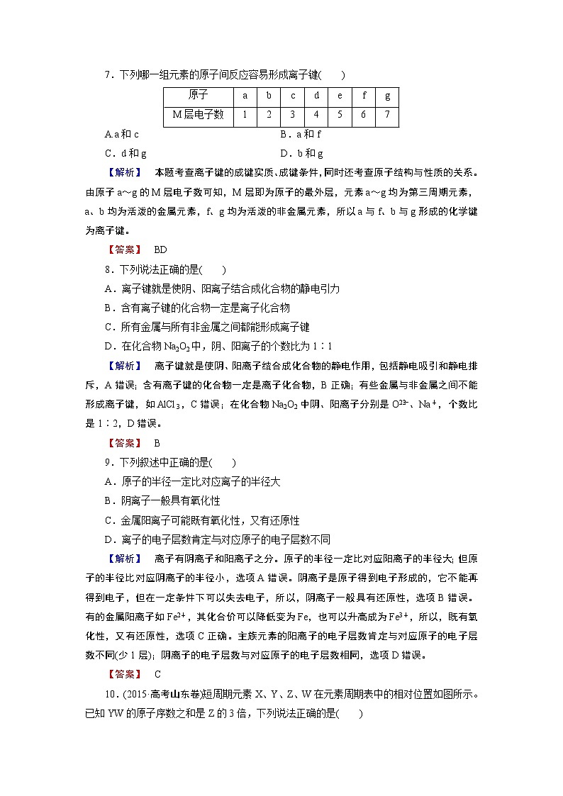 人教版（新课标）高中化学必修二第1章 第3节 第1课时 试卷03