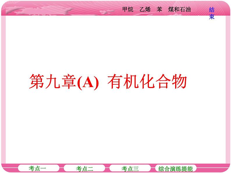 （人教版）高三化学高考总复习课件：第9章（A） 第一节 甲烷 乙烯 苯 煤和石油01