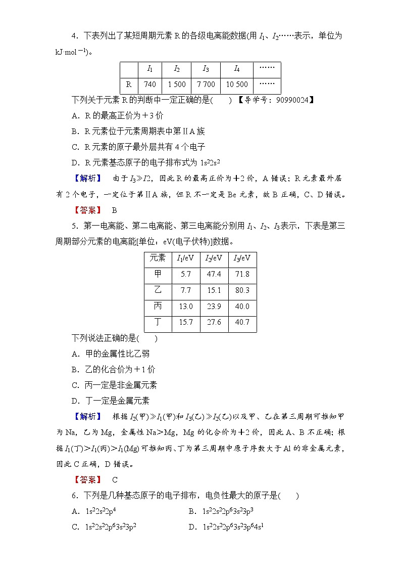 高中化学人教版选修三（学业分层测评）第一章 原子结构与性质 学业分层测评4 word版含解析02