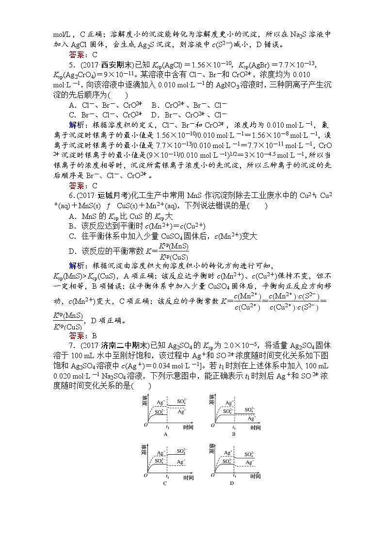 高考化学（人教）一轮复习全程构想（检测）-第八章　水溶液中的离子平衡 课时作业29 Word版含解析02