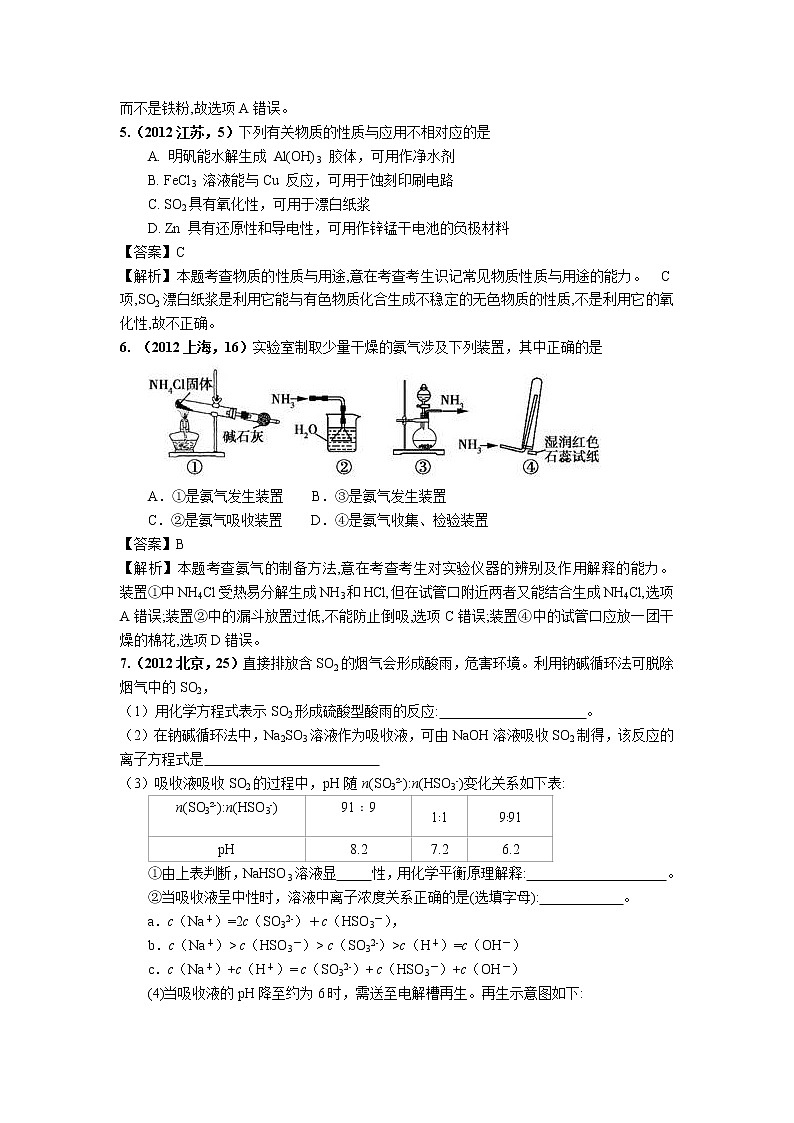 2018版高三化学一轮复习5年真题分类：专题04 非金属及其化合物 Word版含答案第2页