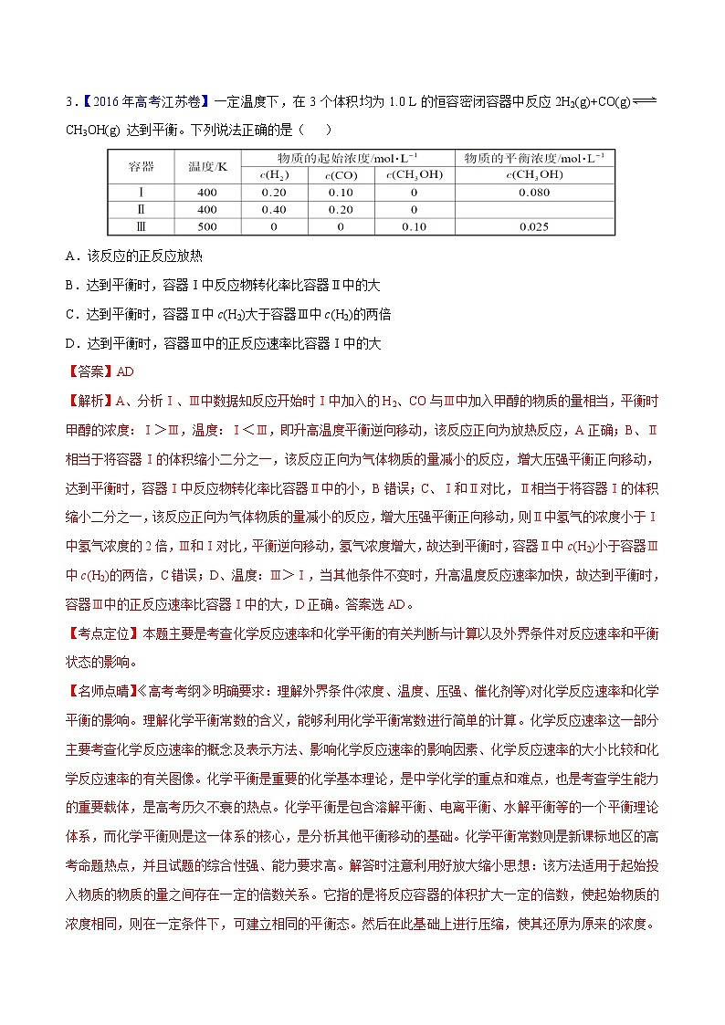 2018版高三化学一轮复习5年真题分类：专题14 反应速率、化学平衡- Word版含答案第2页