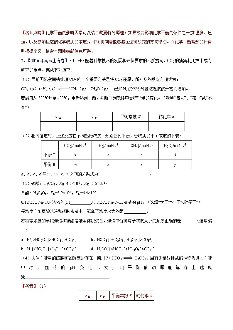2018版高三化学一轮复习5年真题分类：专题15 平衡原理综合应用 Word版含答案第2页