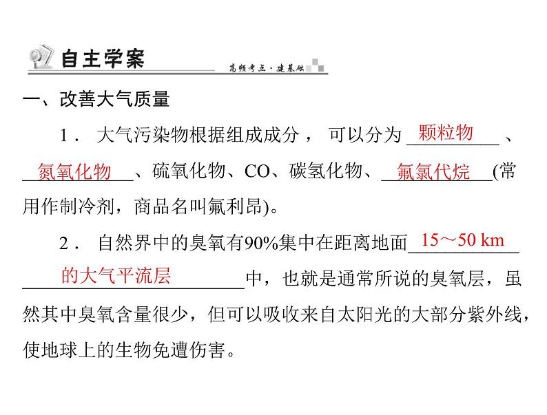 高考化学总复习重点精品课件：选修一_第四章_保护生存环境02
