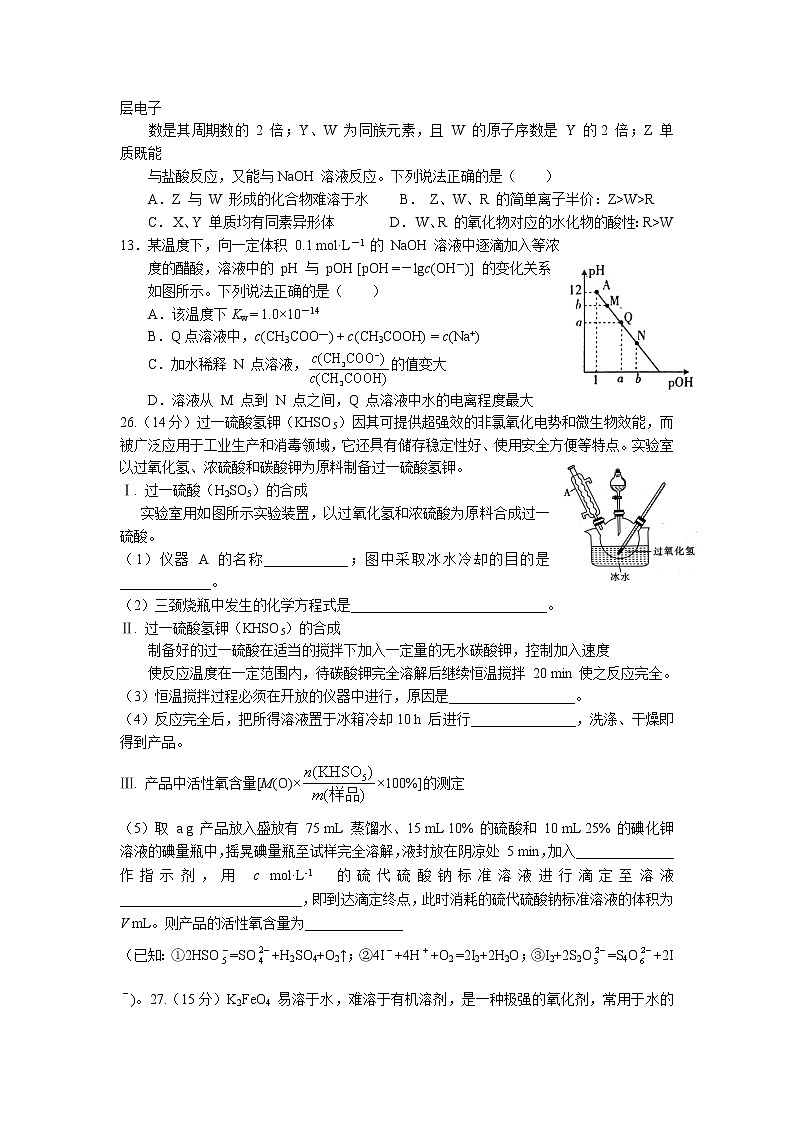 四川省南充高级中学2020-2021学年高三第十二次月考理综-化学试题02